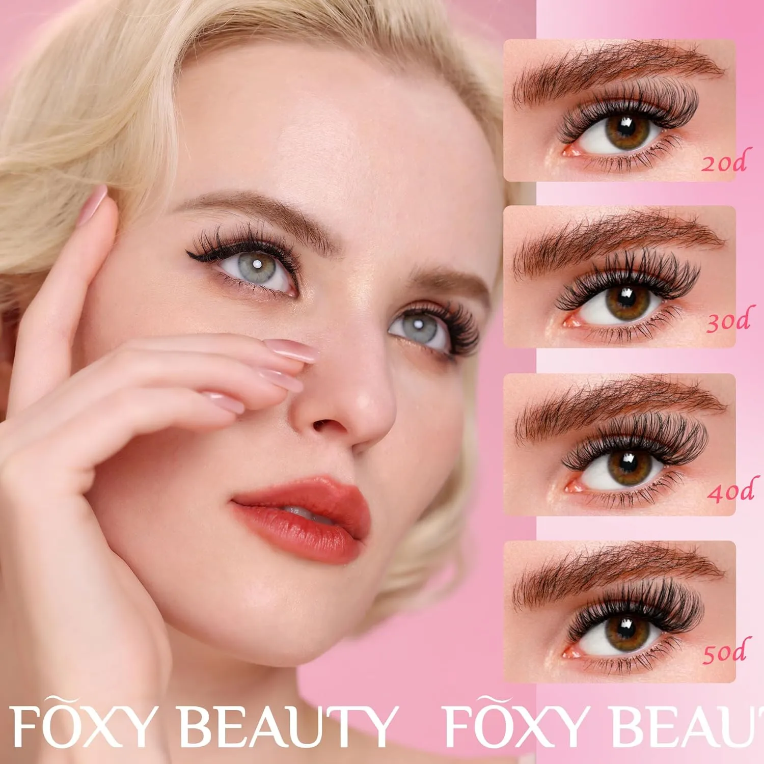 FOXY BEAUTY Lash Extension Kit-Lash Clusters Kit D Curl Cluster Eyelash Extension Kit with Mascara Brush Bond and Seal Glue Remover Lash Applicators for DIY At Home