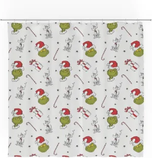 Franco Grinch Holiday Christmas Bath Microfiber Shower Curtain, 72x72, (Officially Licensed Product)