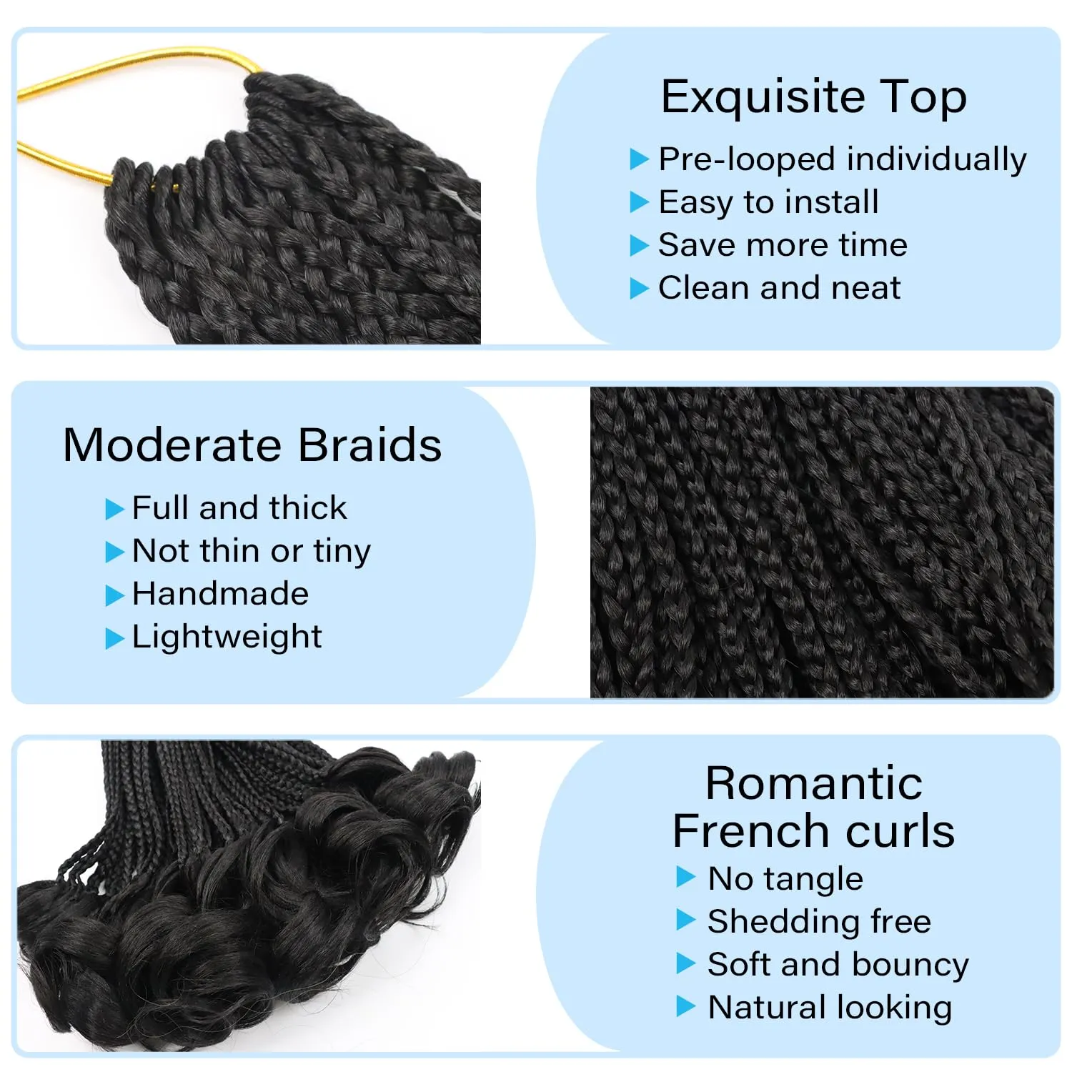 French Curl Braiding Hair Color 2 French Curl Crochet Braids Short 10 Inch Pre Looped Box Braids Crochet Hair for Women Crochet Box Braids Curly Braiding Hair Extensions(7 Packs,2#)