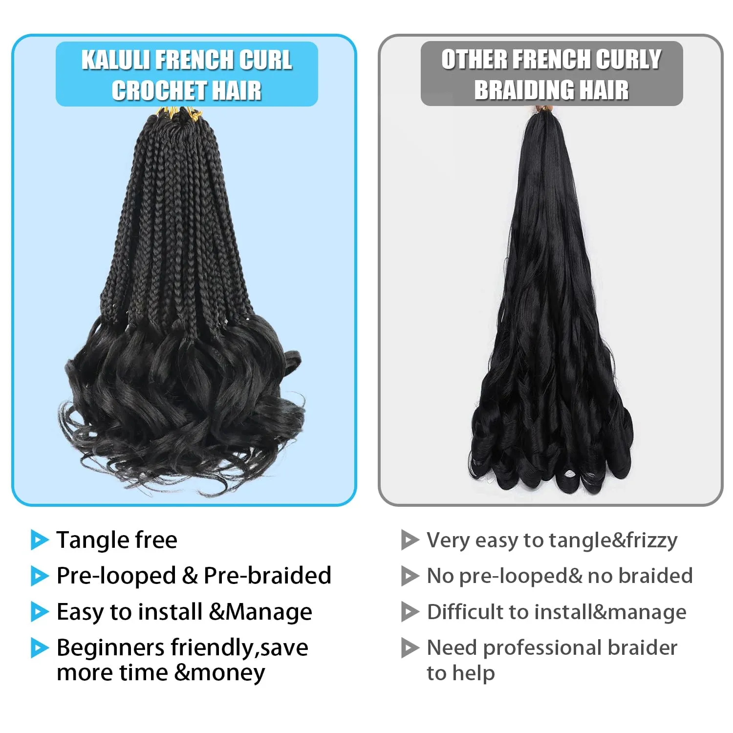 French Curl Braiding Hair Color 2 French Curl Crochet Braids Short 10 Inch Pre Looped Box Braids Crochet Hair for Women Crochet Box Braids Curly Braiding Hair Extensions(7 Packs,2#)