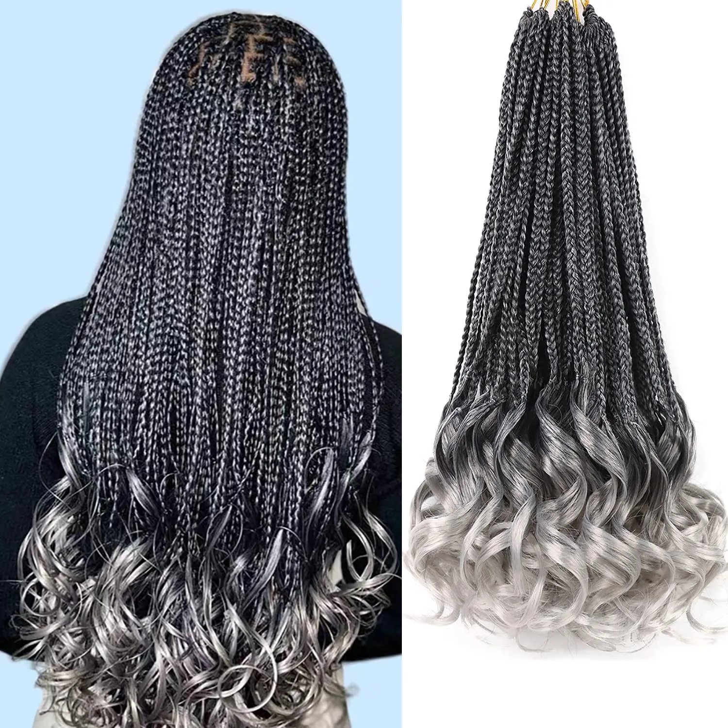 French Curl Crochet Braids - Curly Braiding Hair for Black Women - Goddess Box Braids - 16 Inch French Curls (Tgray#)