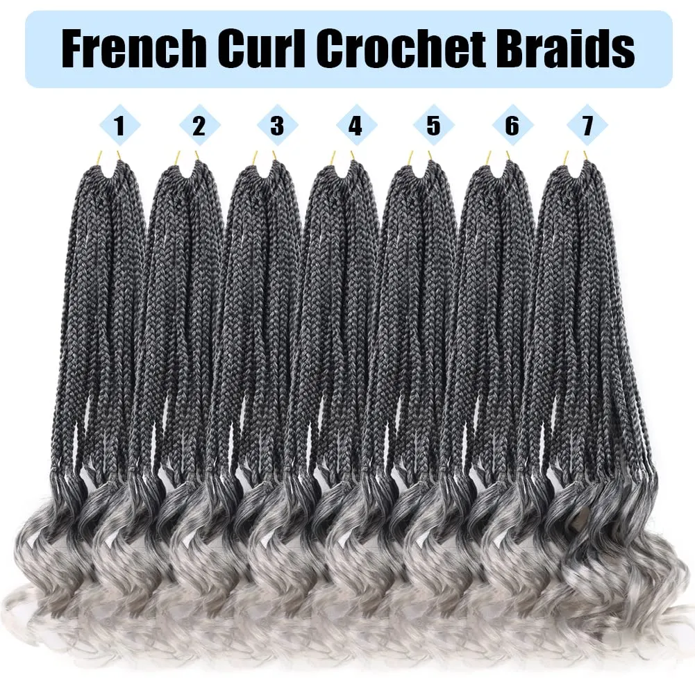 French Curl Crochet Braids - Curly Braiding Hair for Black Women - Goddess Box Braids - 16 Inch French Curls (Tgray#)