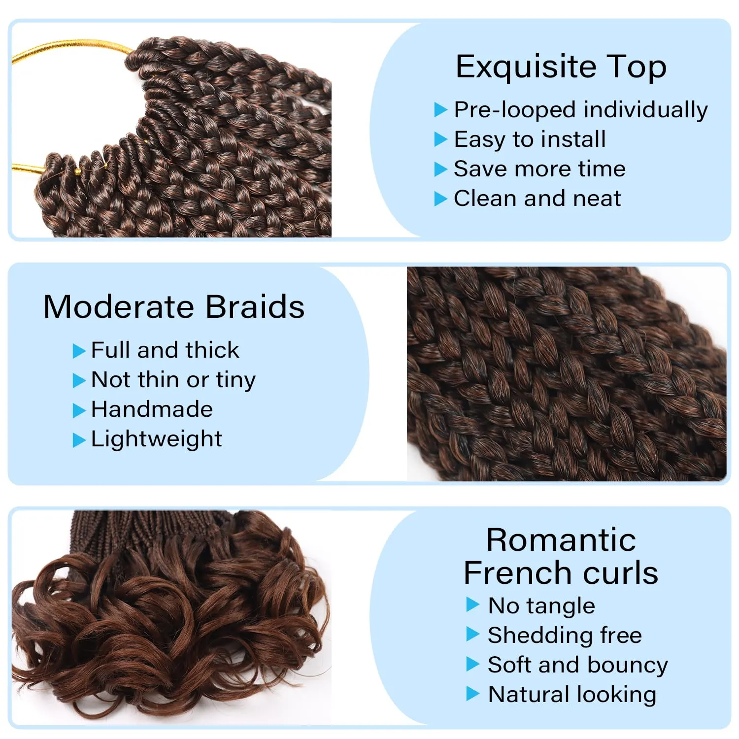 French Curl Crochet Hair 10 Inch French Curl Braiding Hair Crochet Braids with Curly Ends Short Ombre Goddess Box Braids Crochet Hair for Women French Curly Crochet Hair Extensions(7 Packs,T30)