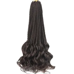 French Curly Crochet Hair Braiding Hair Pre Looped Goddess Box Braids Crochet Hair 16 Inch 7 Packs French Curl Crochet Braids Luxury Braiding Hair Pre Looped Knotless Braids with French Curls(4#)