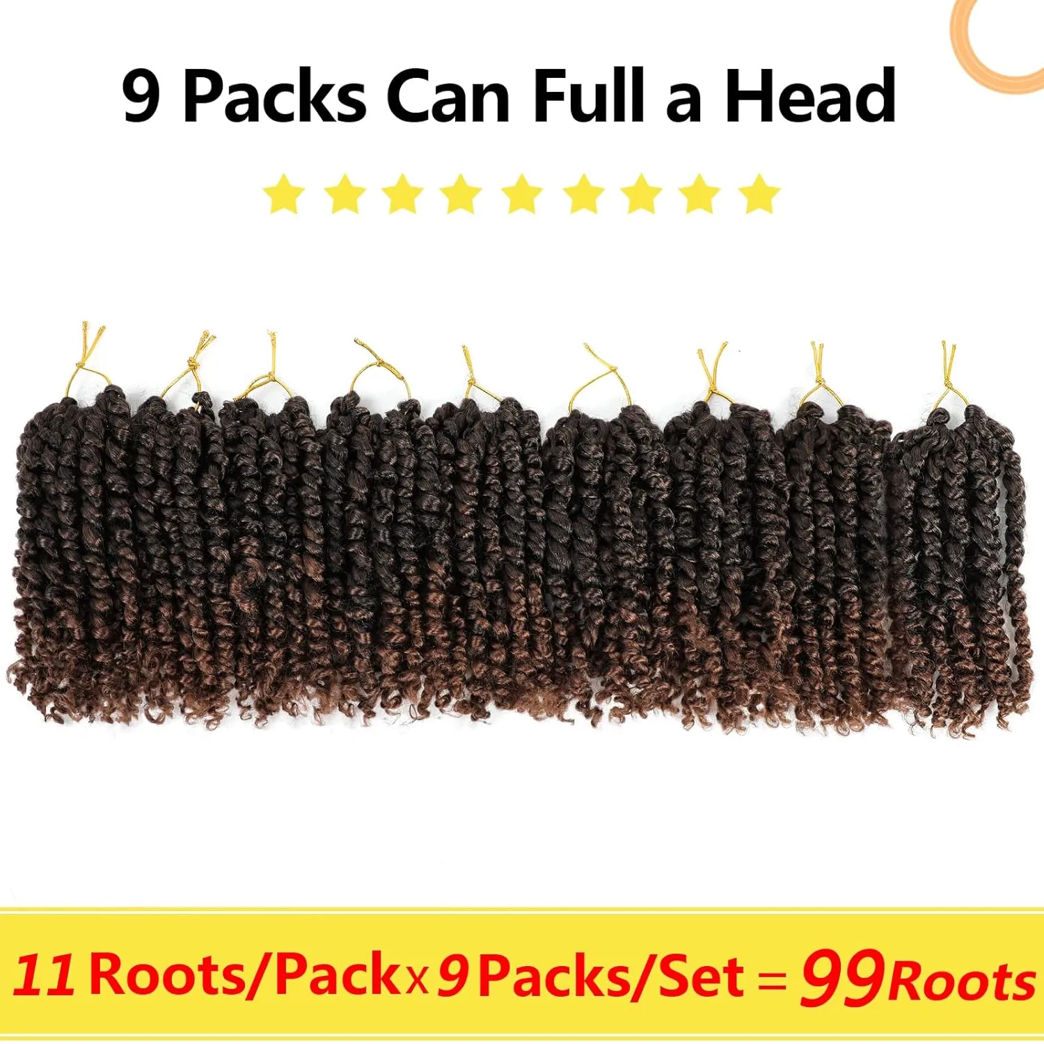 Fulcrum Passion Twist Crochet Hair 8 Inch, 9 Packs Pre Looped Passion Twist Hair, Pre-Twisted Passion Twist Crochet Hair For Black Women (8Inch (Pack of 9), T30#)