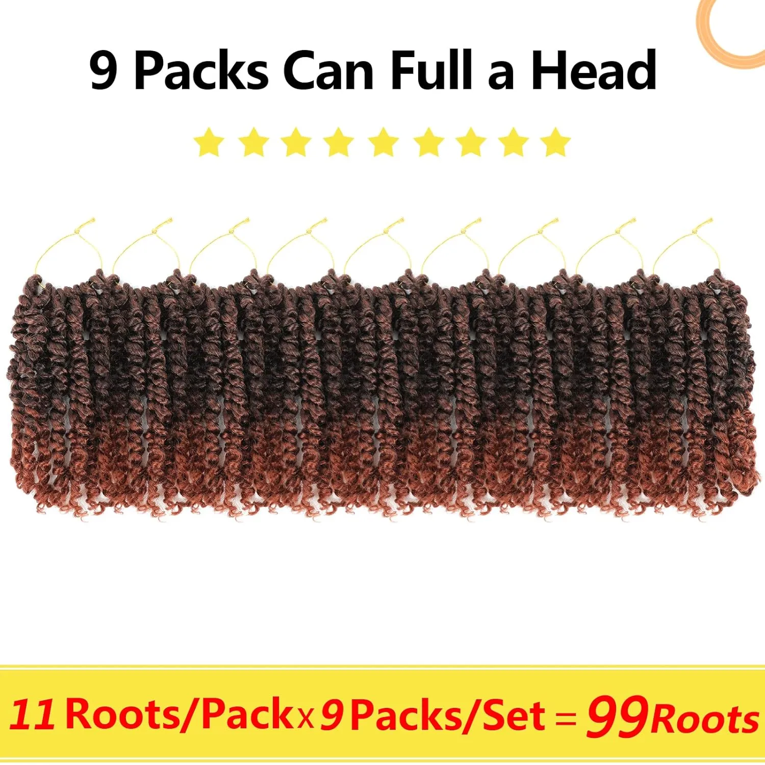Fulcrum Passion Twist Crochet Hair 8 Inch, 9 Packs Pre Looped Passion Twist Hair, Pre-Twisted Passion Twist Crochet Hair For Black Women (8Inch (Pack of 9), T350#)