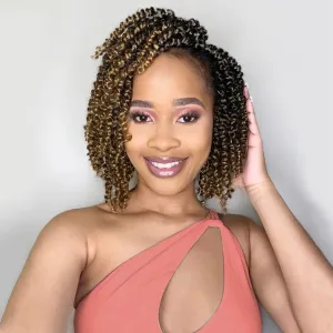 Fulcrum Passion Twist Crochet Hair 8 Inch, 9 Packs Pre Looped Twist Hair, Pre-Twisted Crochet Hair For Black Women (8Inch (Pack of 9), T27#)