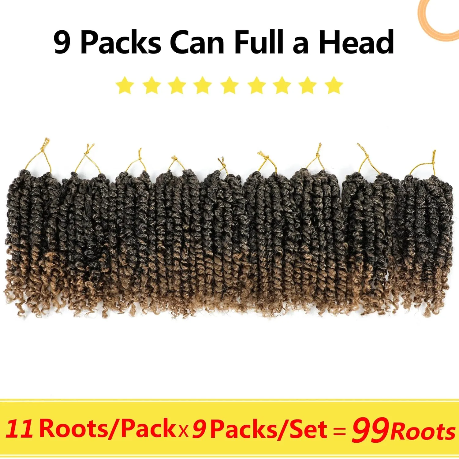 Fulcrum Passion Twist Crochet Hair 8 Inch, 9 Packs Pre Looped Twist Hair, Pre-Twisted Crochet Hair For Black Women (8Inch (Pack of 9), T27#)