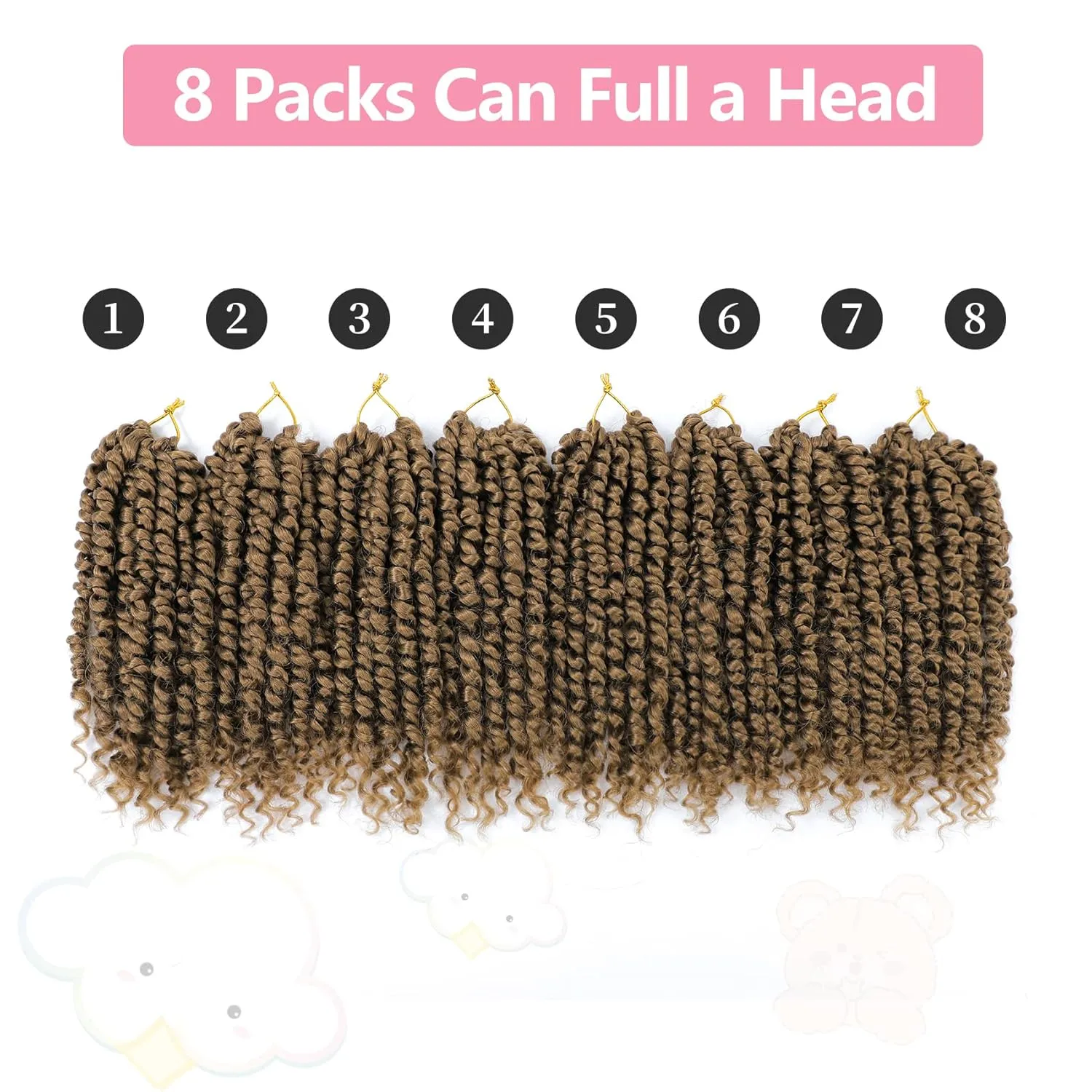 Fulcrum Passion Twist Hair 8 Inch, 8 Packs Passion Twist Crochet Hair for Black Women, Prelooped Crochet Twist Hair with Curly Ends (8Inch, 27#)