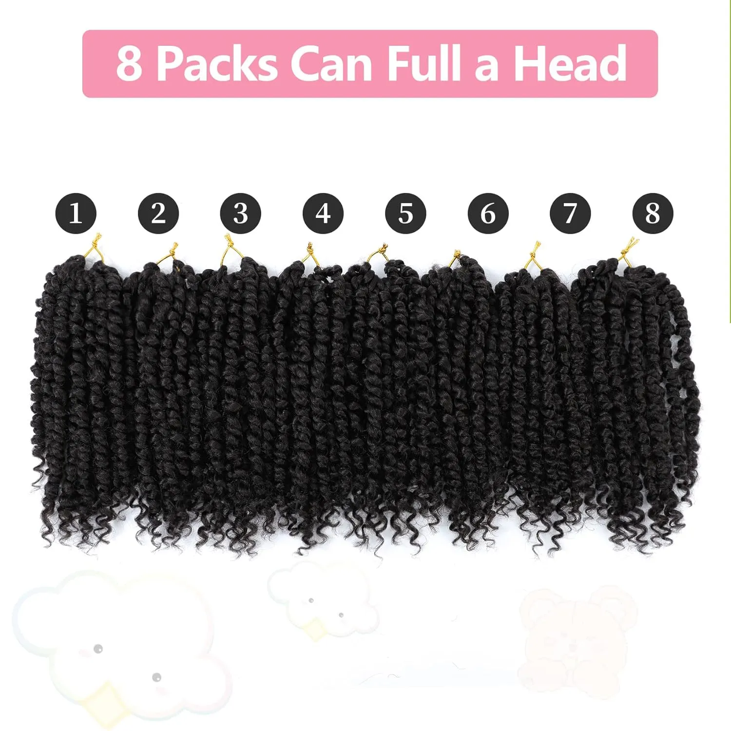 Fulcrum Passion Twist Hair 8 Inch, 8 Packs Passion Twist Crochet Hair for Black Women, Prelooped Crochet Twist Hair with Curly Ends (8Inch, 4#)