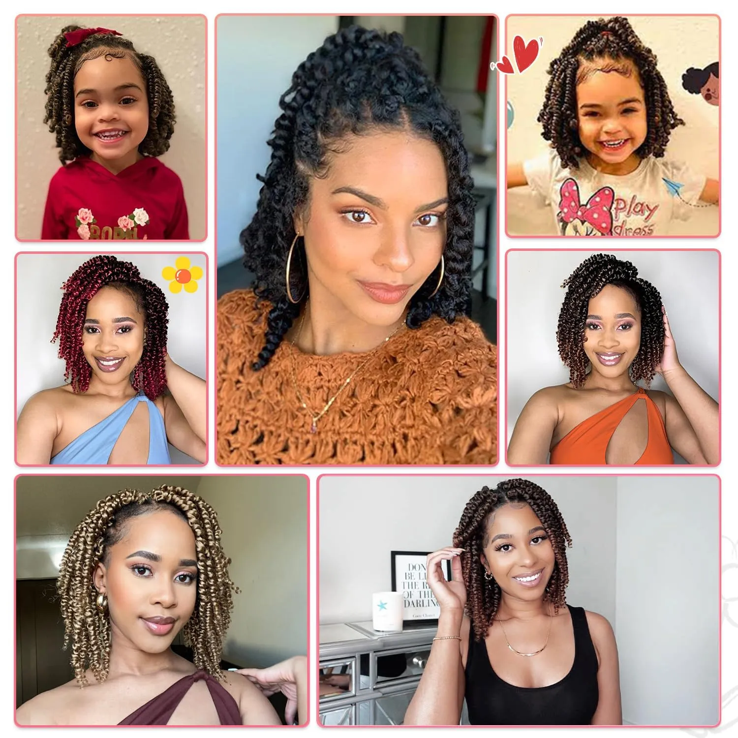 Fulcrum Passion Twist Hair 8 Inch, 8 Packs Passion Twist Crochet Hair for Black Women, Prelooped Crochet Twist Hair with Curly Ends (8Inch, T27#)
