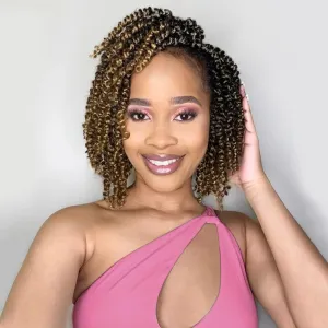 Fulcrum Passion Twist Hair 8 Inch, 8 Packs Passion Twist Crochet Hair for Black Women, Prelooped Crochet Twist Hair with Curly Ends (8Inch, T27#)