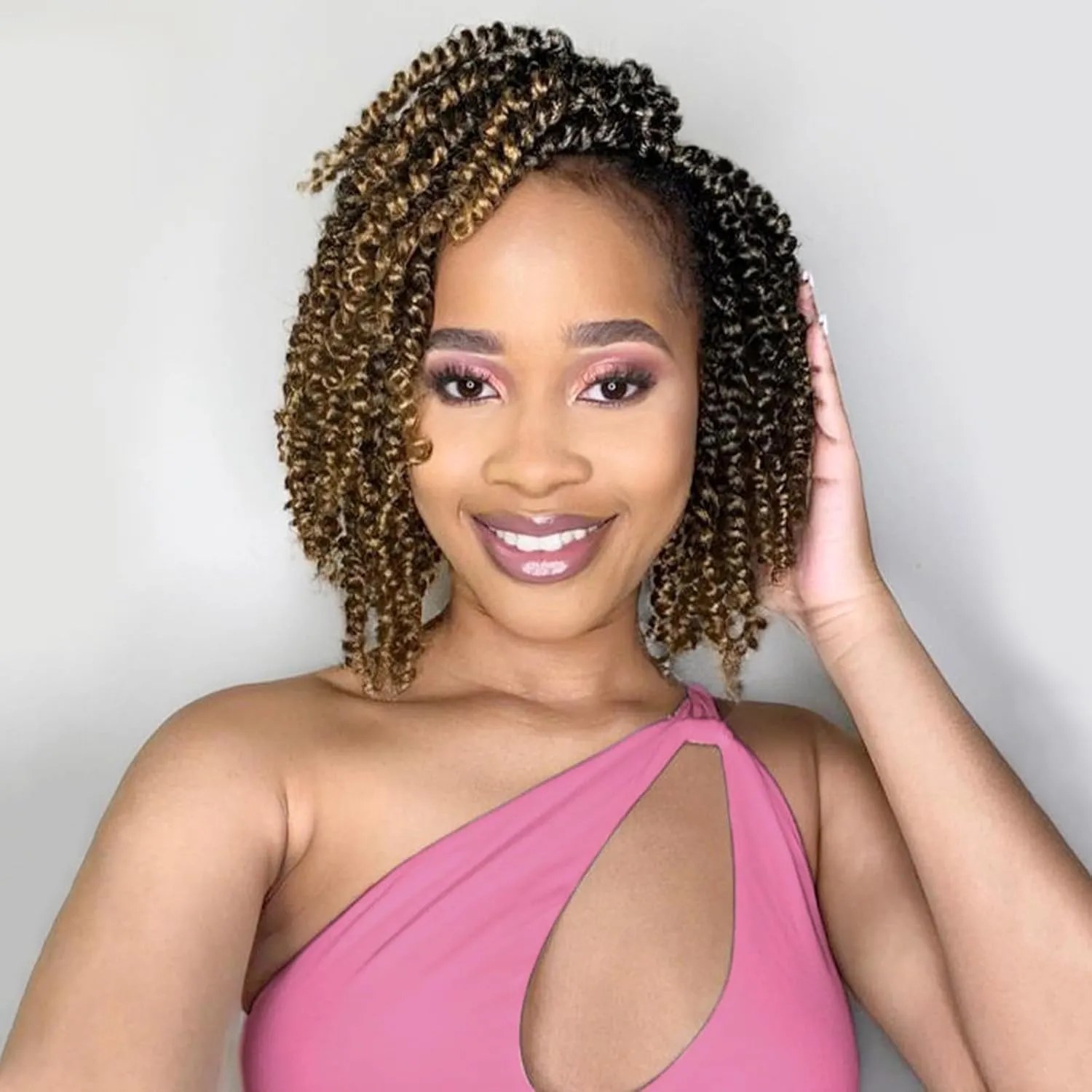 Fulcrum Passion Twist Hair 8 Inch, 8 Packs Passion Twist Crochet Hair for Black Women, Prelooped Crochet Twist Hair with Curly Ends (8Inch, T27#)