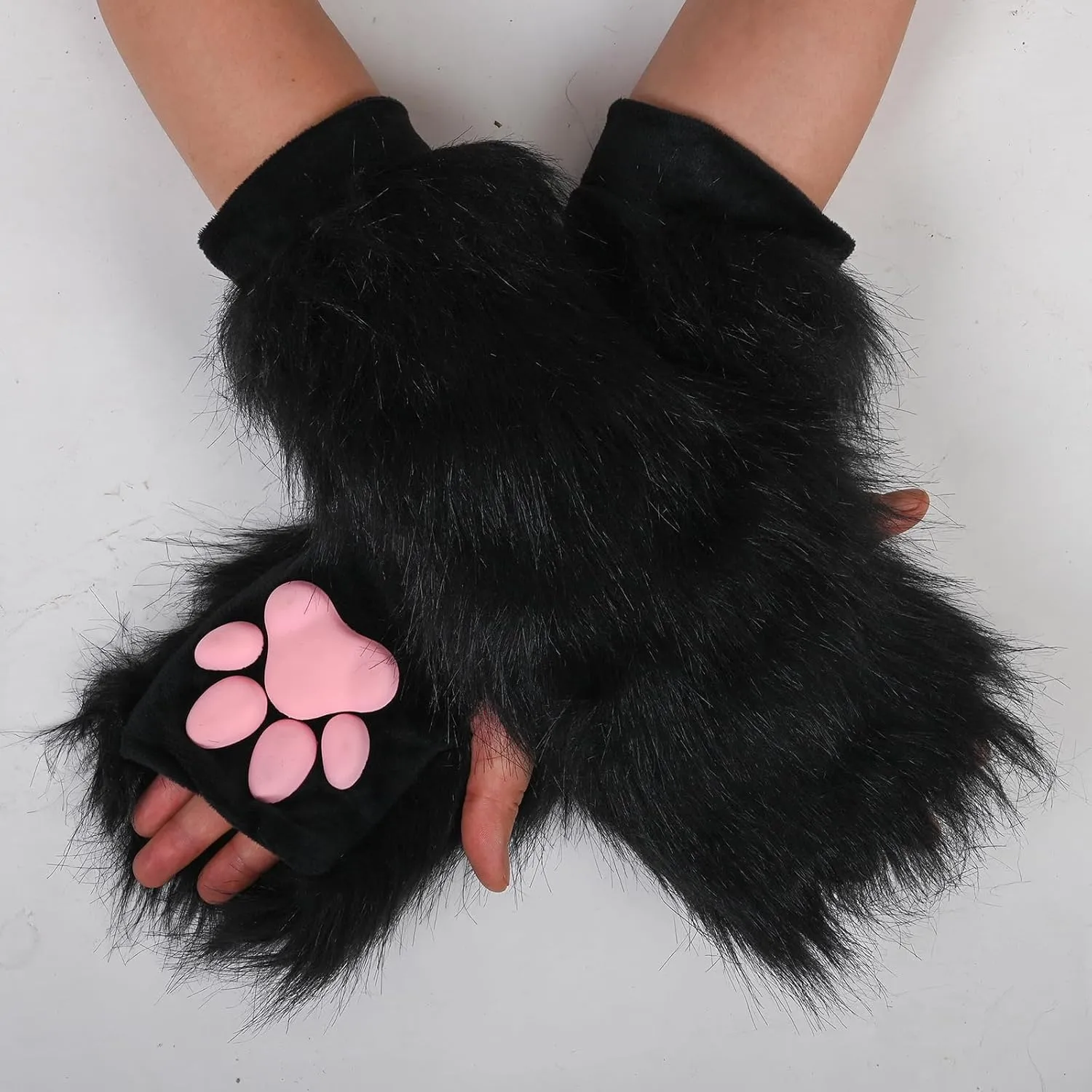 Furry Costume Cosplay Set For Women 3d Toe Beans Gloves Cat Tail Clip Ears Leg Warmers Fluffy Party Toys For Gift…