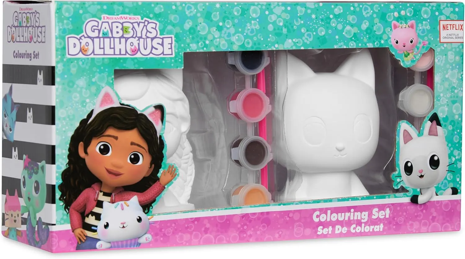 Gabby's Dollhouse Paint Your Own Plaster Figures Set of 2 for Girls DIY Crafts Art Set Activity - Gifts for Girls