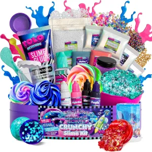 Galaxy Slime Kit for Kids Ages 8-12 - DIY Space Slime Set with Glow-in-The-Dark Effects and 20  Fun Add-Ins - for Boys and Girls Who Love Creative Play
