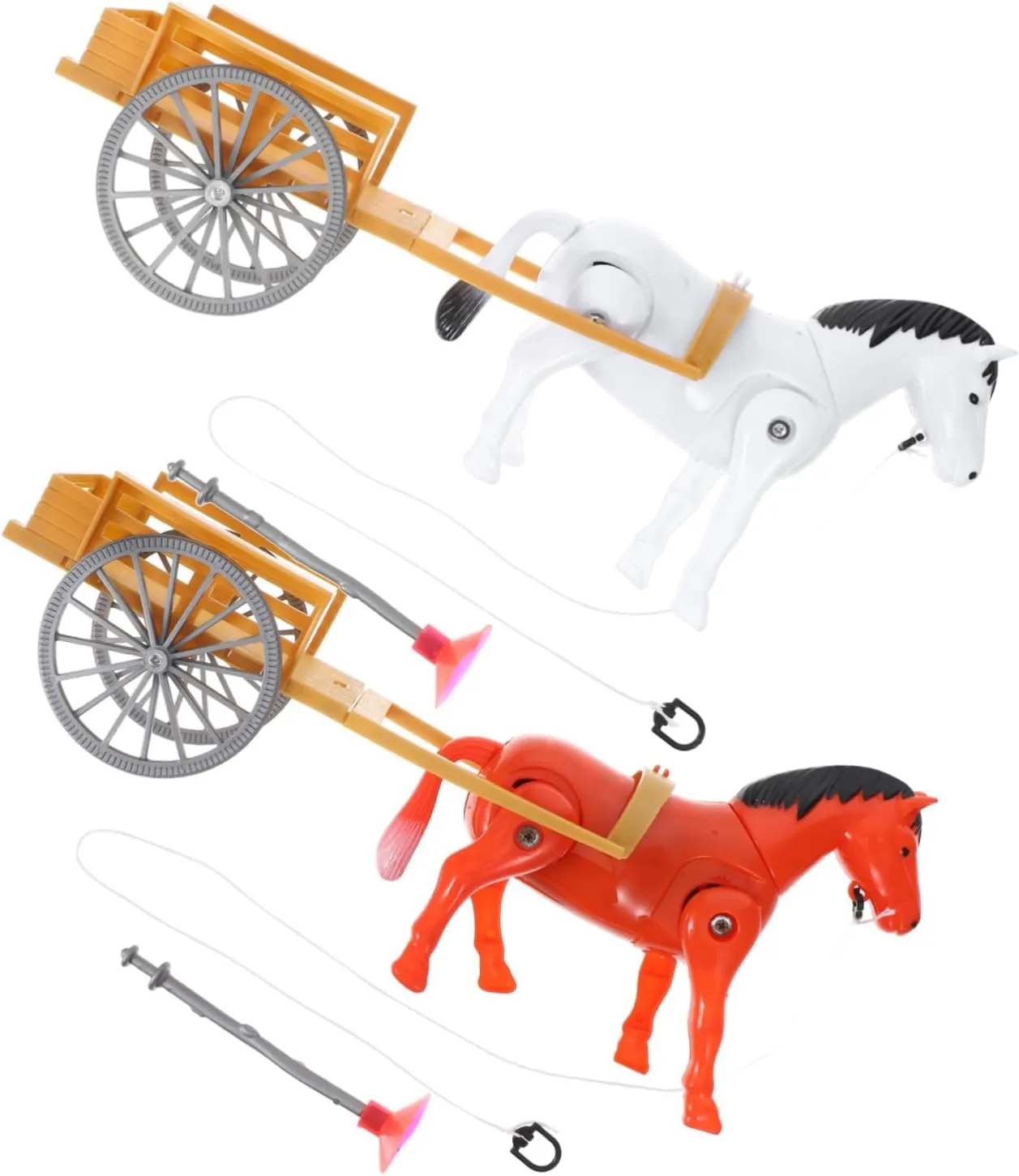 GALPADA 2Pcs Rotating Electric Horse and Cart Educational Plaything for Imagination Development Material Interactive Design Present