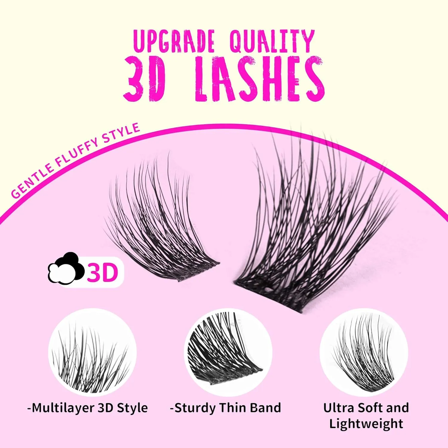 GAQQI Lash Clusters Kit, DIY Lash Extensions Kit 10-14mm Fluffy Cluster Lashes, Volume Eyelash Clusters with Lash Bond and Seal Tweezer Remover 120pcs Thin Band Individual Lashes (3D-GQ01-KIT)