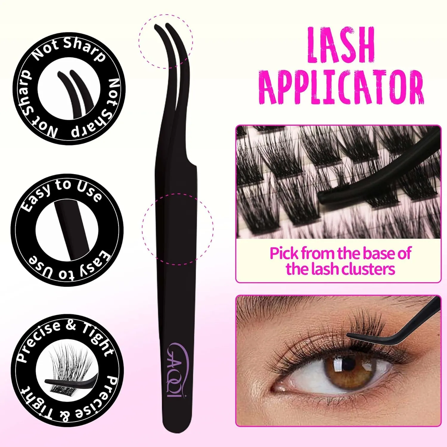 GAQQI Lash Clusters Kit, DIY Lash Extensions Kit 10-14mm Fluffy Cluster Lashes, Volume Eyelash Clusters with Lash Bond and Seal Tweezer Remover 120pcs Thin Band Individual Lashes (3D-GQ01-KIT)