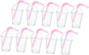 Garneck 10pcs Miniature Tea Cup Straw for Dollhouse Decor Cute Tea Cup Ornament for Mini Food Scenes Accessory for Miniature Projects