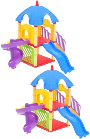 Garneck 2 Set Miniature Playground Slides for Dollhouse - Fun Outdoor Slides for Dolls - Ideal Mini Playground Accessories for Doll House Crafts and Decor