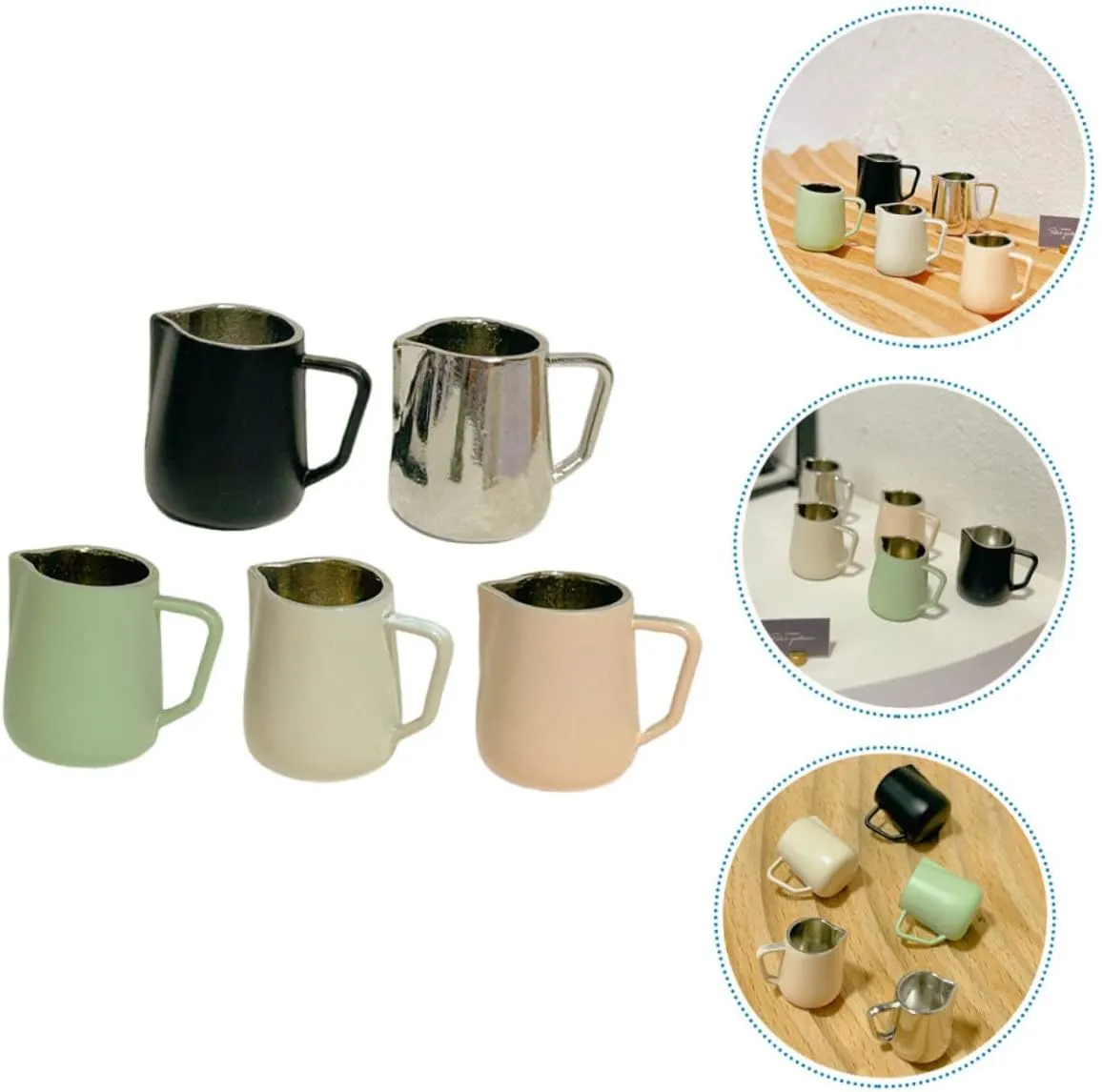 Garneck 2sets 5pcs Miniature Frothing Jugs Tiny Coffee Cups for Dollhouse Decor for Espresso Shots Enhance Creativity Hands Skills Vividly Designed 5pcs*2