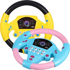 Gatuida 2pcs Baby Steering Wheel Toy Pretend Play Steering Wheel for Car, Simulated Driving Controllers for Kids, 8.58 x 7.67 x 1.22 Inch