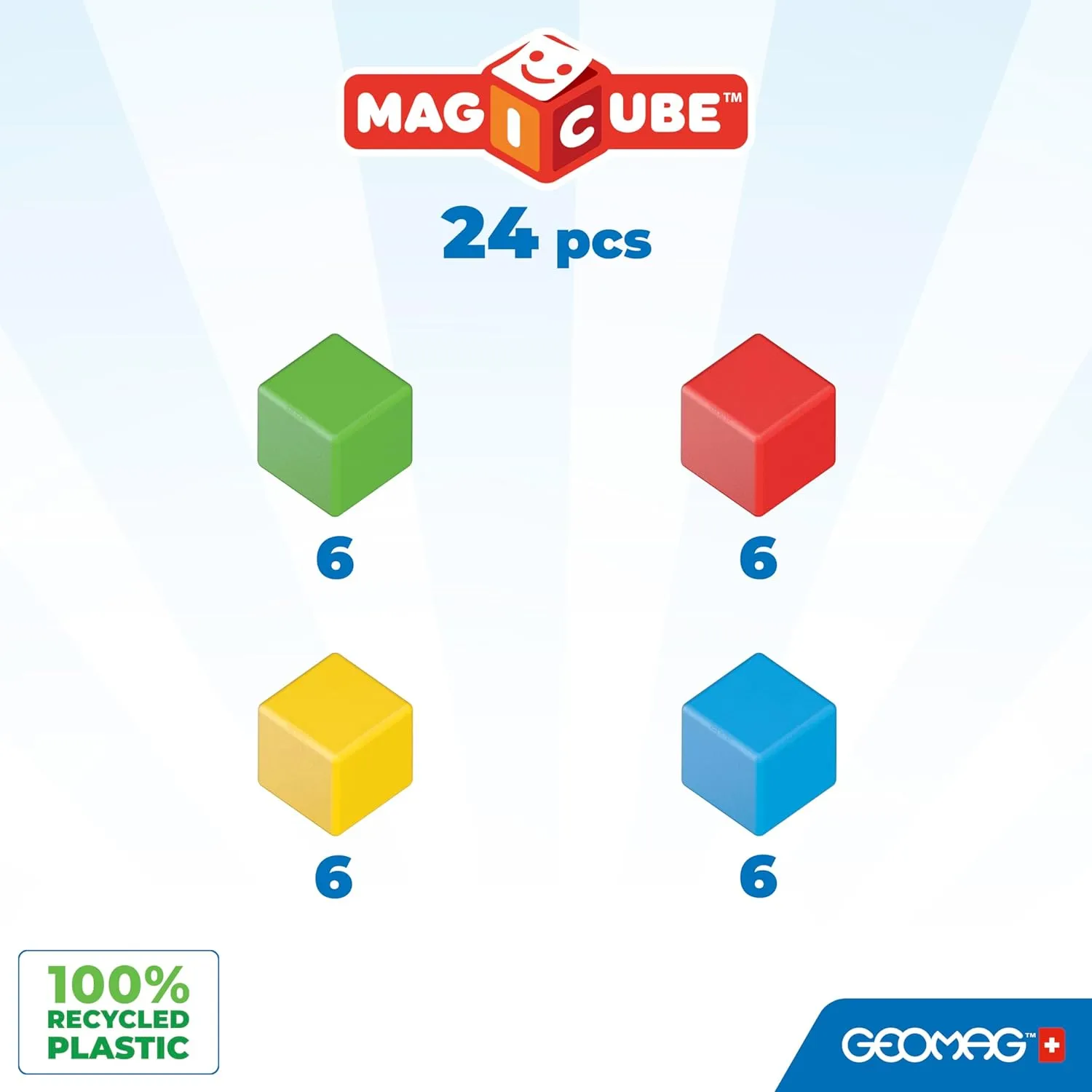 Geomag Magnet Blocks, Plastic Toy Magnets for Kids, Ideal for Indoor Recess Games for Classroom, Kids Ages 1-3, Large Magnetic Blocks for Ages 4-8, with Safe Magnetics Design.