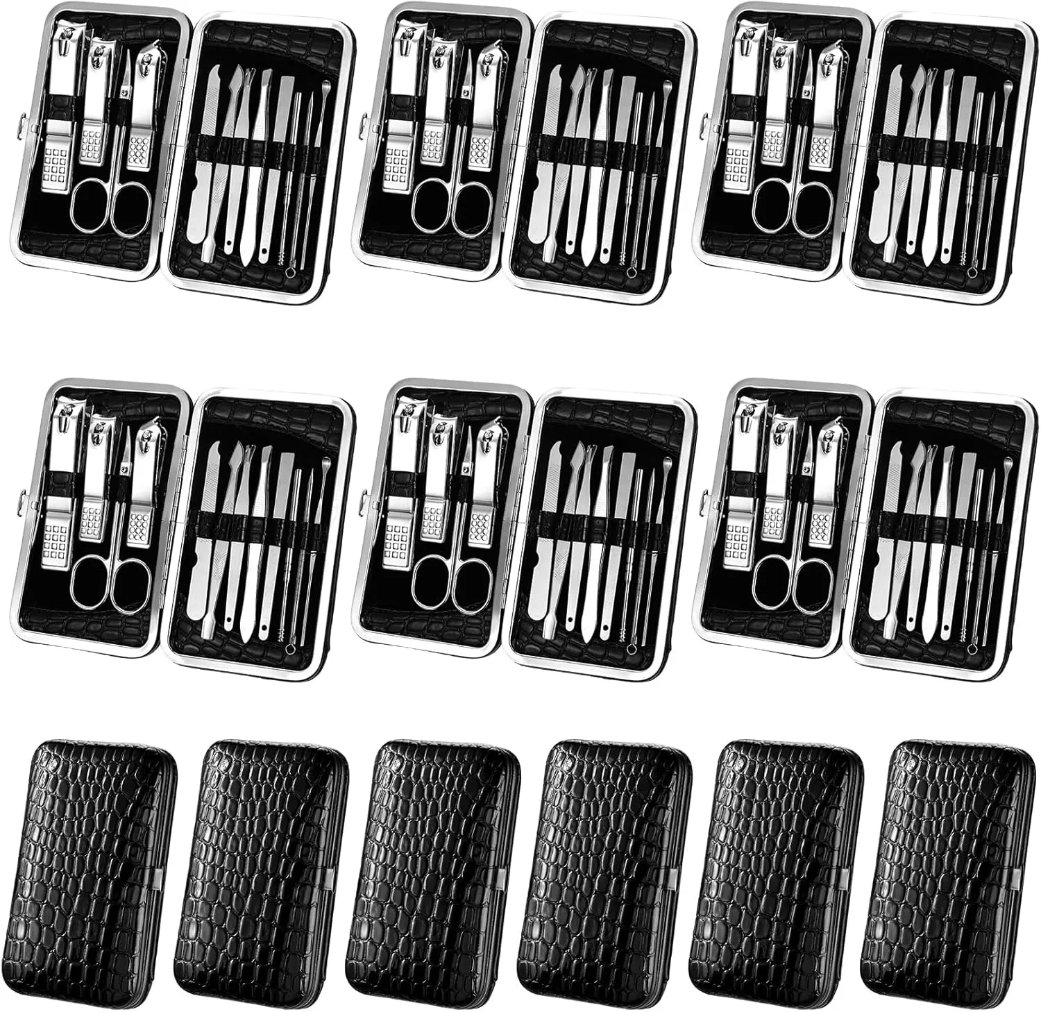 Geosar 12 Sets Manicure Set Nail Clippers Set Pedicure Kit 12 in 1 Stainless Steel Professional Grooming Kits Nail Care Tools with Travel Case for Men Women(Classic Style)