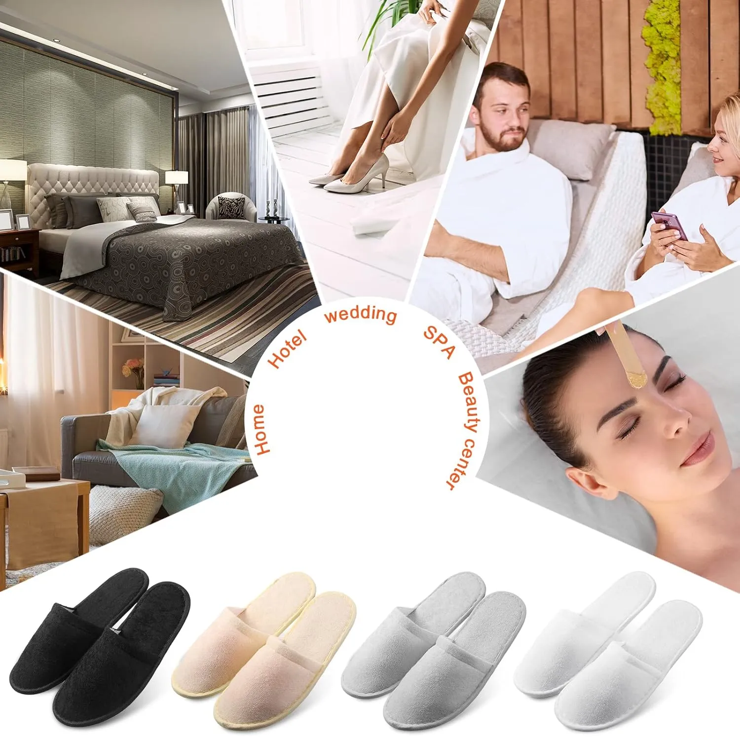 Geyoga 24 Pairs Disposable Slippers for Guests Bulk 2 Size Cotton Hotel Spa House Slippers for Graduation Wedding Party Shoeless Home Travel Individually Wrapped