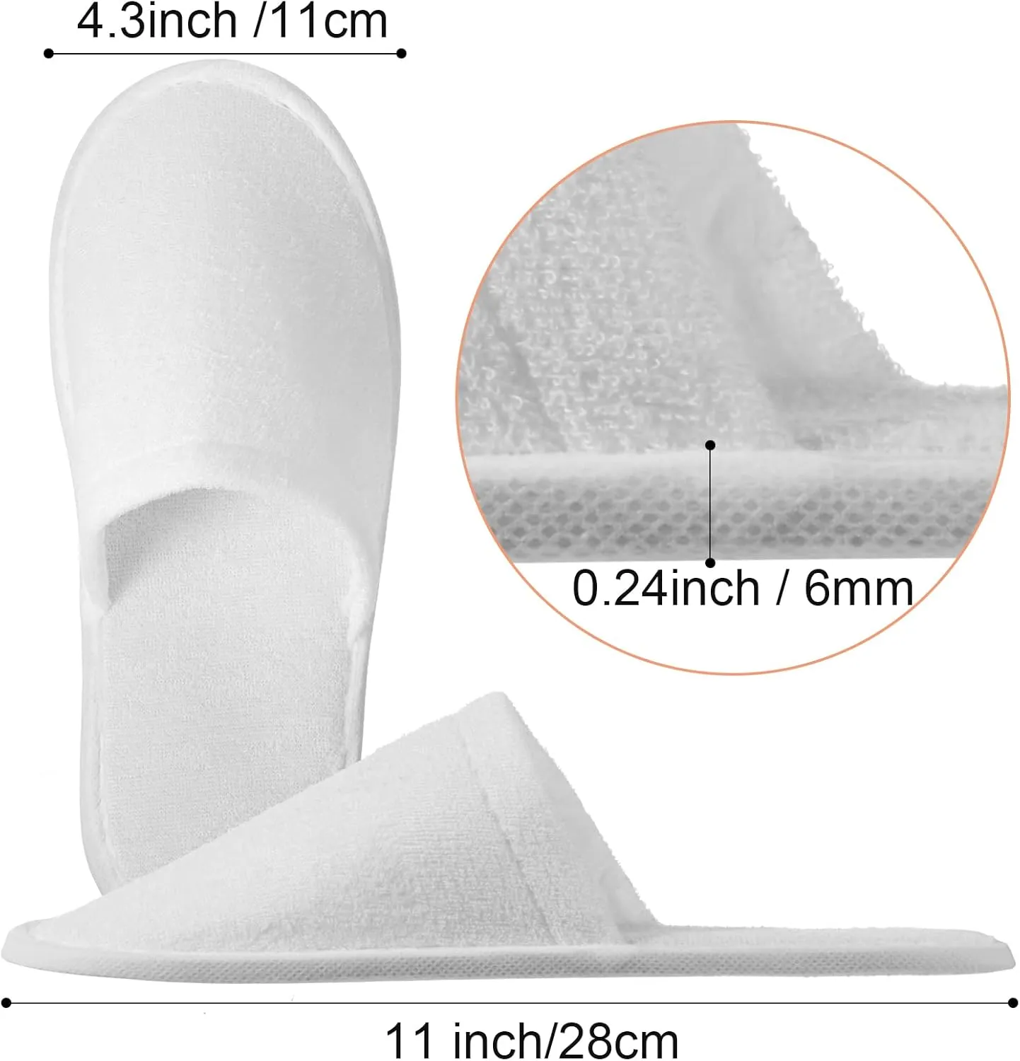 Geyoga 24 Pairs Disposable Slippers for Guests Bulk 2 Size Cotton Hotel Spa House Slippers for Graduation Wedding Party Shoeless Home Travel Individually Wrapped