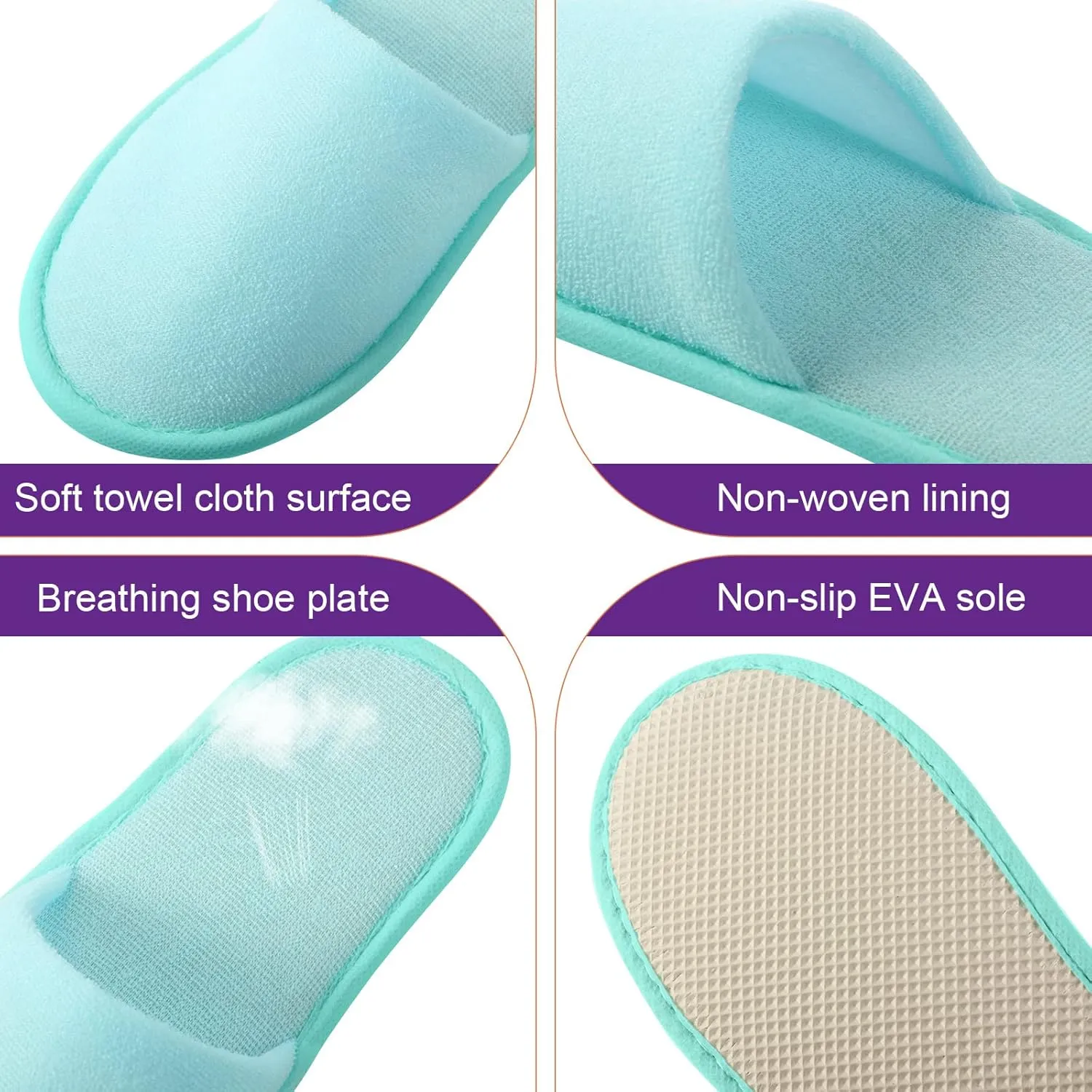 Geyoga 24 Pairs Disposable Slippers for Guests Bulk 2 Size Cotton Hotel Spa House Slippers for Graduation Wedding Party Shoeless Home Travel Individually Wrapped