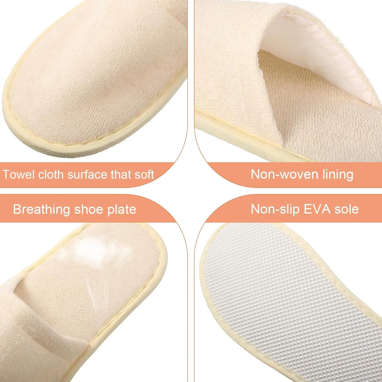 Geyoga 24 Pairs Disposable Slippers for Guests Bulk 2 Size Cotton Hotel Spa House Slippers for Graduation Wedding Party Shoeless Home Travel Individually Wrapped