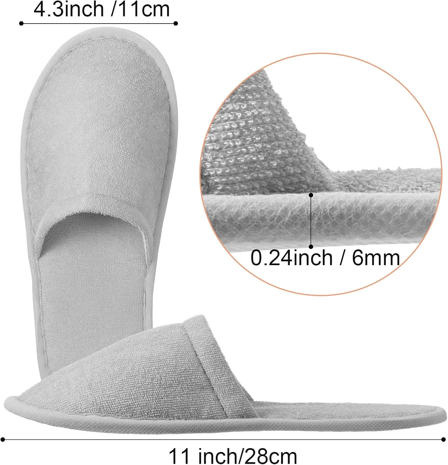 Geyoga 24 Pairs Disposable Slippers for Guests Bulk 2 Size Cotton Hotel Spa House Slippers for Graduation Wedding Party Shoeless Home Travel Individually Wrapped