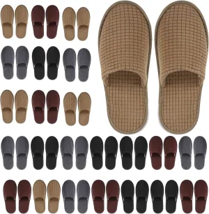 Geyoga 24 Pairs House Slipper for Guest Washable Reusable Soft Non Slip Disposable Slipper for Travel Hotel Spa Wedding Party Shoeless Home Coral Fleece