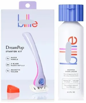 Gift Set: Bill~ie Women’s Razor Kit - 1 Handle   2 x 5-Blade Refills   Magnetic Holder and Whipped Shave Cream - Lavender & Bergamot Scent - 6.5 fl oz (DreamPop)