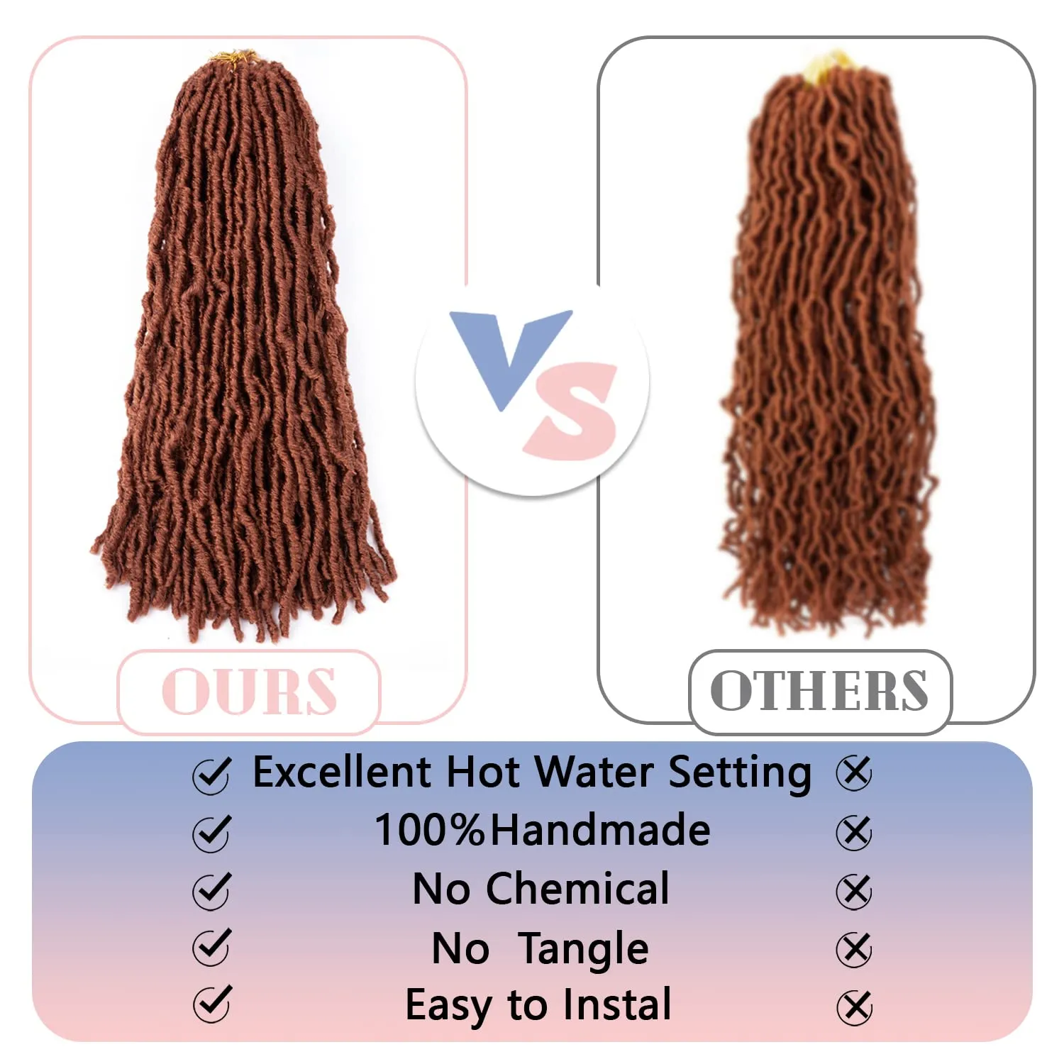 Ginger Faux Locs Crochet Hair Soft Locs 24 inch 7 Packs Braiding Hair Natural Butterfly Locs Crochet Hair For Black Women Goddess Locs Crochet Hair (24 Inch (Pack of 7), 350#)