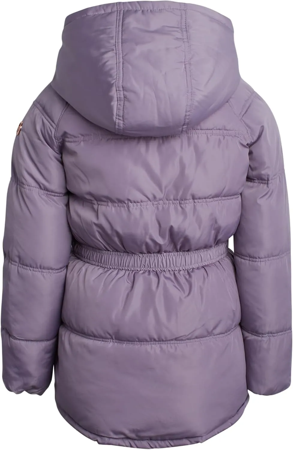 Girls' Quilted Puffer Jacket - Faux Memory Belted Winter Coat for Girls with Cozy Sherpa Lining (7-16)