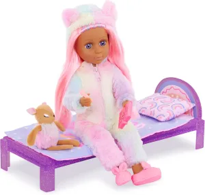 Glitter Girls – 14-inch Bendable Doll – Pink Hair & Violet Eyes – Onesie Clothes for Dolls – Onesie Clothes for Dolls – Toys for Kids 3 Years  – Rafa & GG Bedtime Playset
