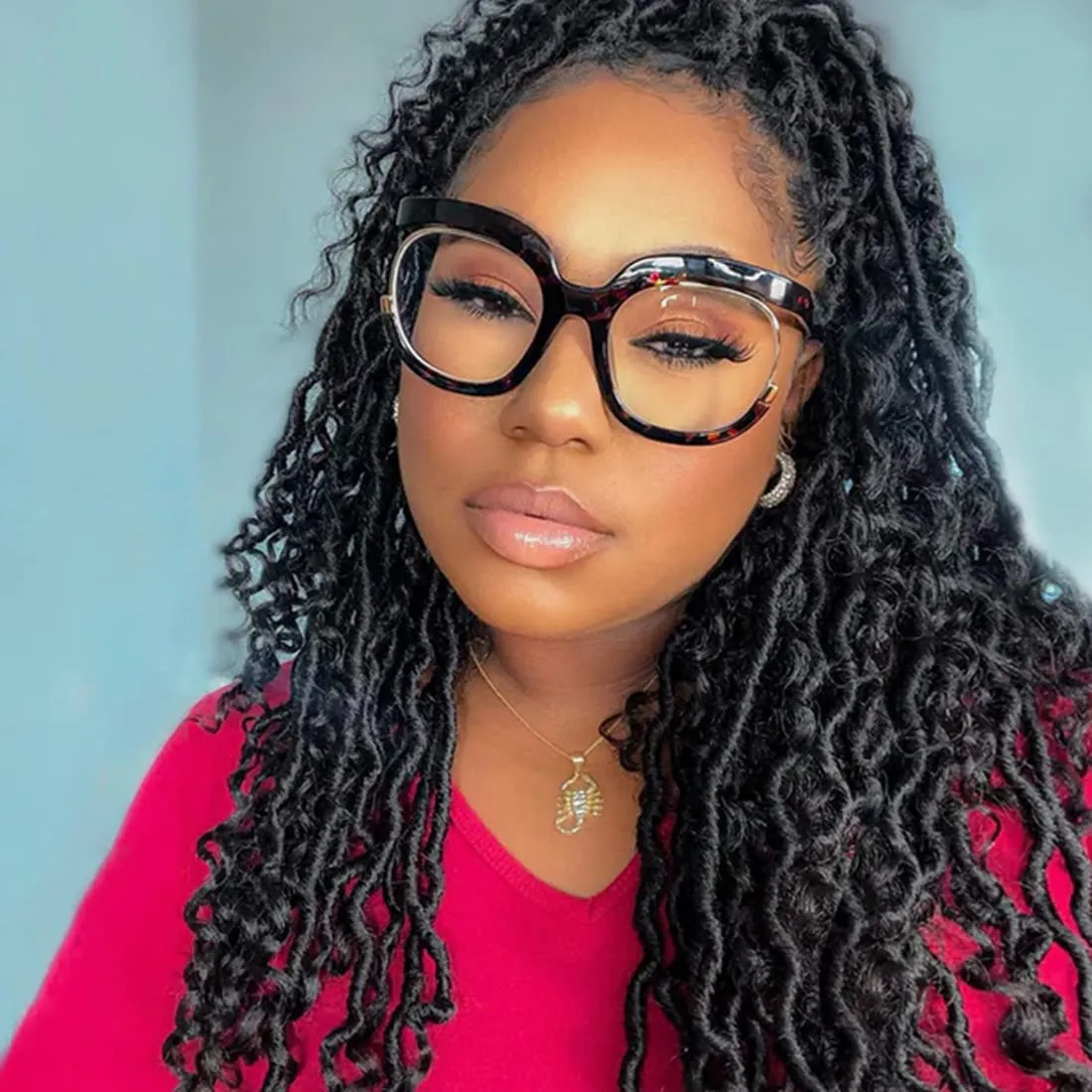 Goddess Locs Crochet Hair 10 Inch Faux Locs Crochet Hair for Women Soft River Locs Short Curly Pre Looped Crochet Braids with Curly Ends Boho Hippie Locs Synthetic Hair Extensions 6 (packs, #1b)
