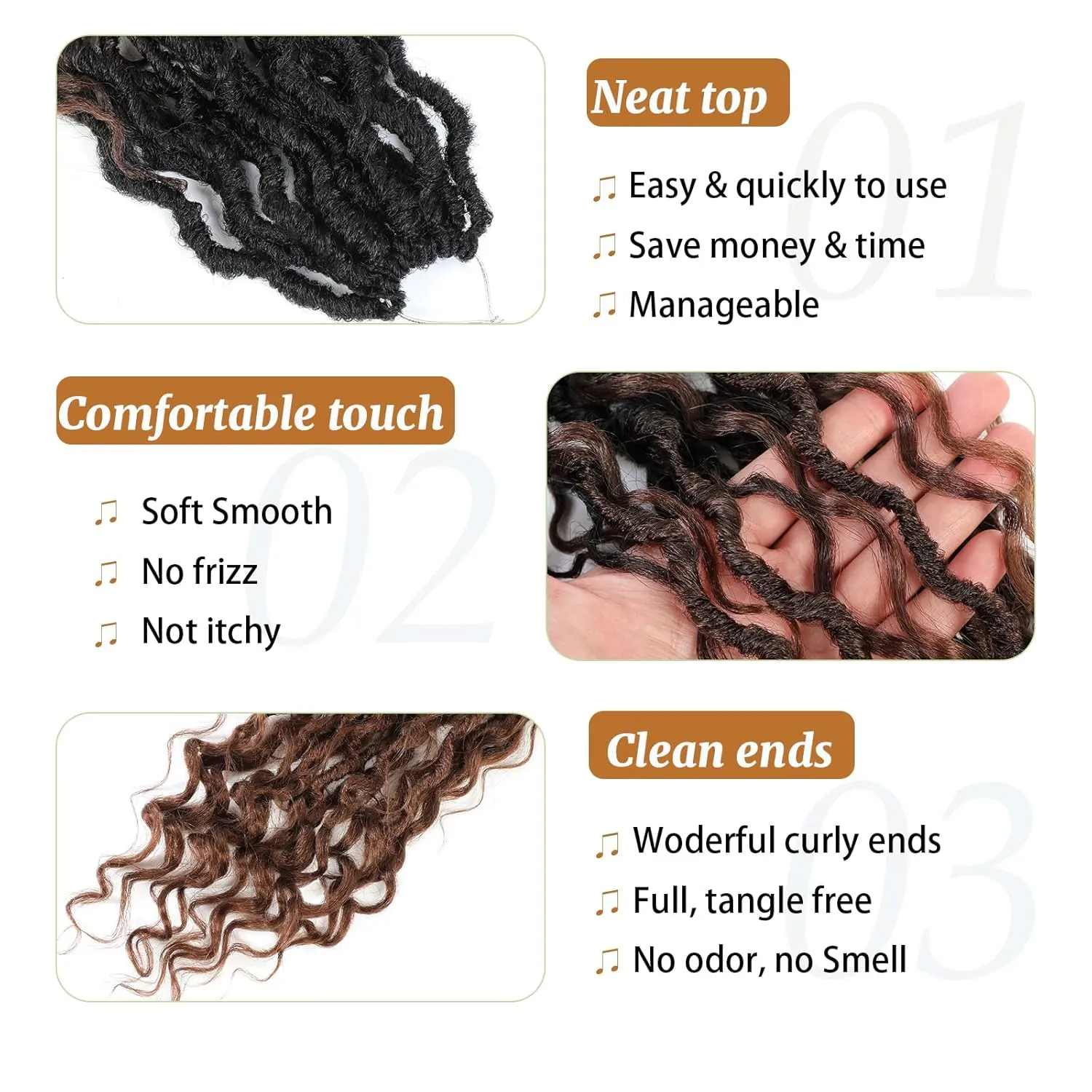 Goddess Locs Crochet Hair 10 Inch PreLooped Crochet Hair for Black Women 6 Packs Crochet Faux Locs With Curly Ends Ombre Brown T1b/4/30