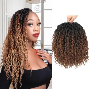 Goddess Locs Crochet Hair 10 Inch PreLooped Crochet Hair for Black Women 6 Packs Crochet Faux Locs With Curly Ends Ombre Brown T1b/4/30