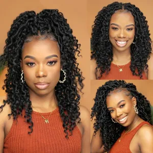 Goddess Locs Crochet Hair 12 Inch Faux Locs Crochet Hair for Black Women Pre looped 6 Packs Boho Crochet Locs with Curly Ends 1B