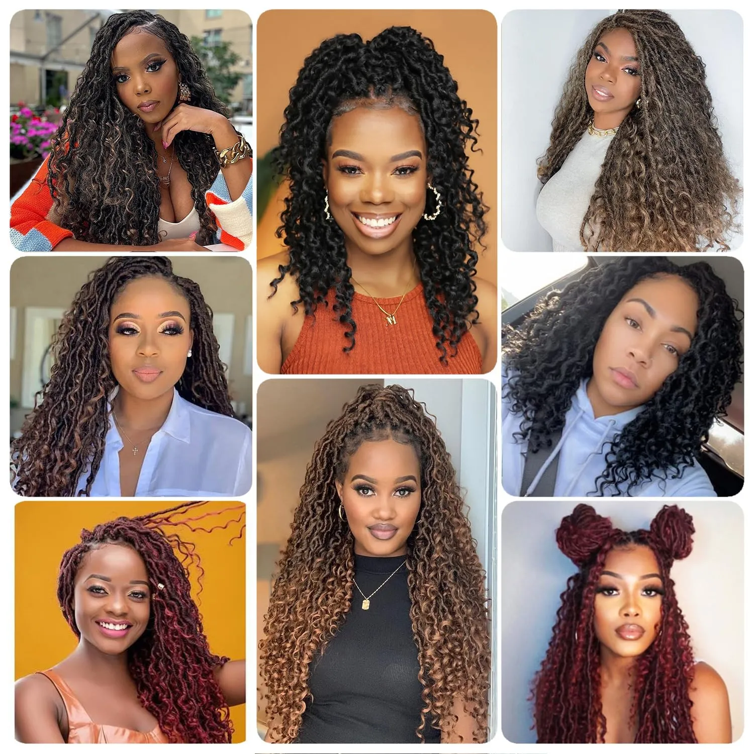 Goddess Locs Crochet Hair 12 Inch Faux Locs Crochet Hair for Black Women Pre looped 6 Packs Boho Crochet Locs with Curly Ends 1B