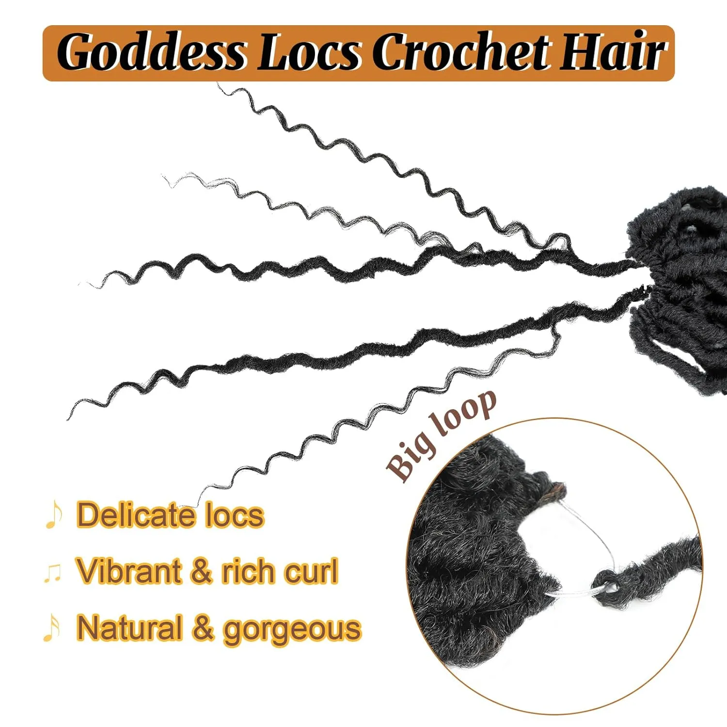 Goddess Locs Crochet Hair 12 Inch Faux Locs Crochet Hair for Black Women Pre looped 6 Packs Boho Crochet Locs with Curly Ends 1B
