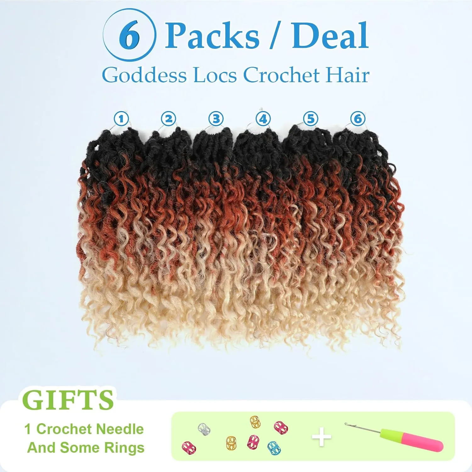 Goddess Locs Crochet Hair 12 Inch Goddess Faux Locs Crochet Hair for Black Women Long-Lasting & Low-Maintenance 6 Packs Blond Boho Crochet Locs with Curly Ends for Full Head