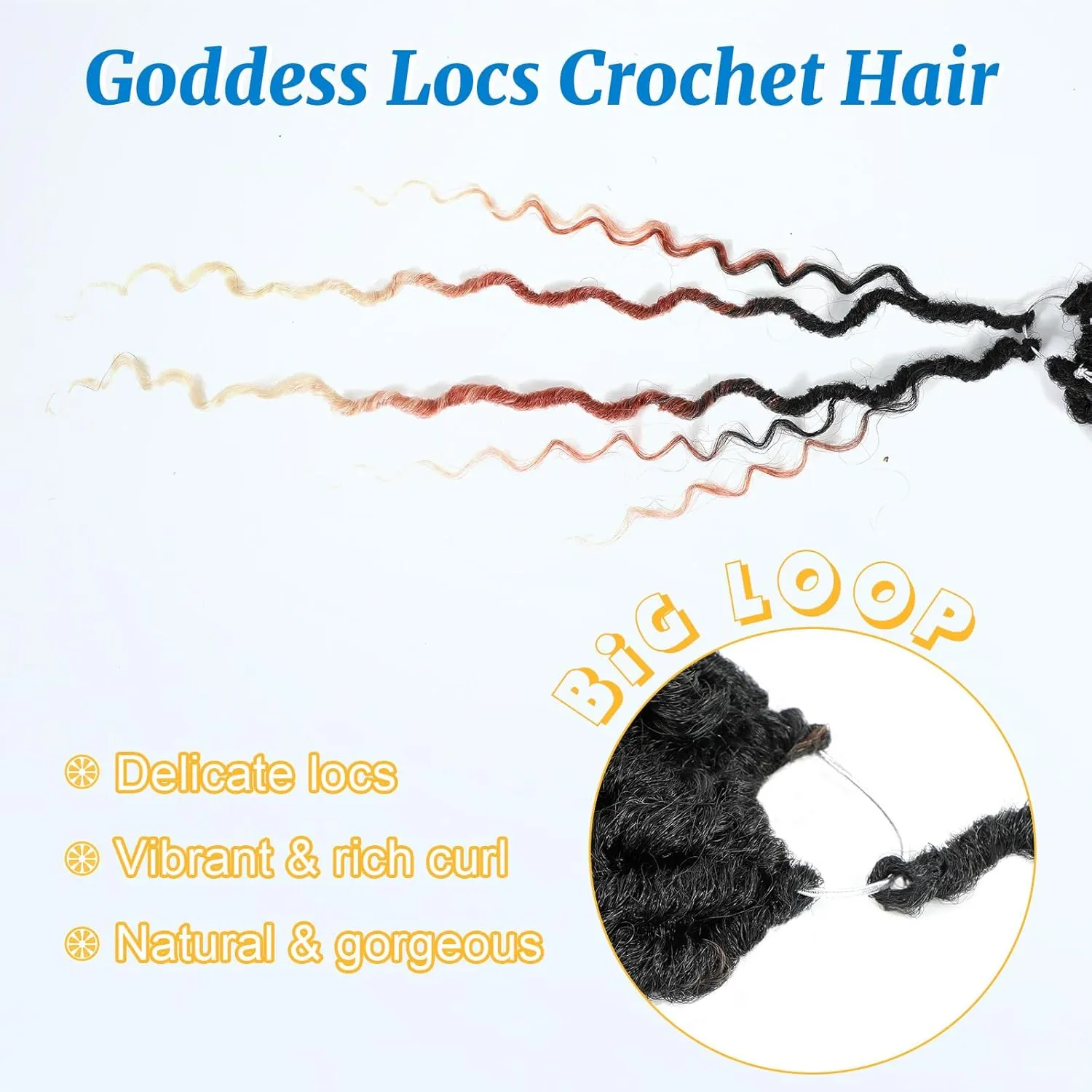 Goddess Locs Crochet Hair 12 Inch Goddess Faux Locs Crochet Hair for Black Women Long-Lasting & Low-Maintenance 6 Packs Blond Boho Crochet Locs with Curly Ends for Full Head