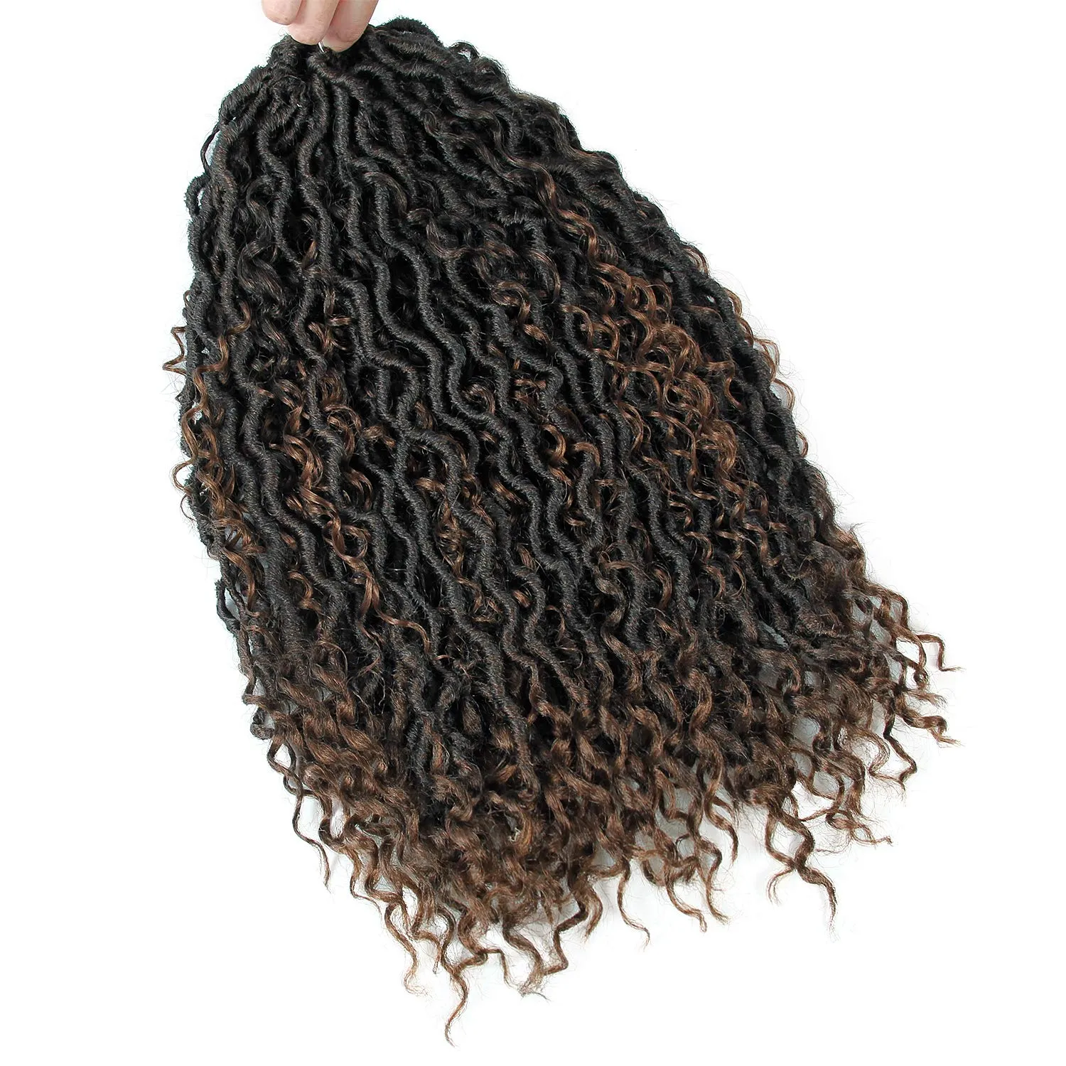 Goddess Locs Crochet Hair 18Inch Pre Looped Curly Faux Locs Crochet Hair,Hippie Locs Fauxlocs Bohemian Crochet Braids Hair for Black Women 4Packs(1B/30, 18inch) …