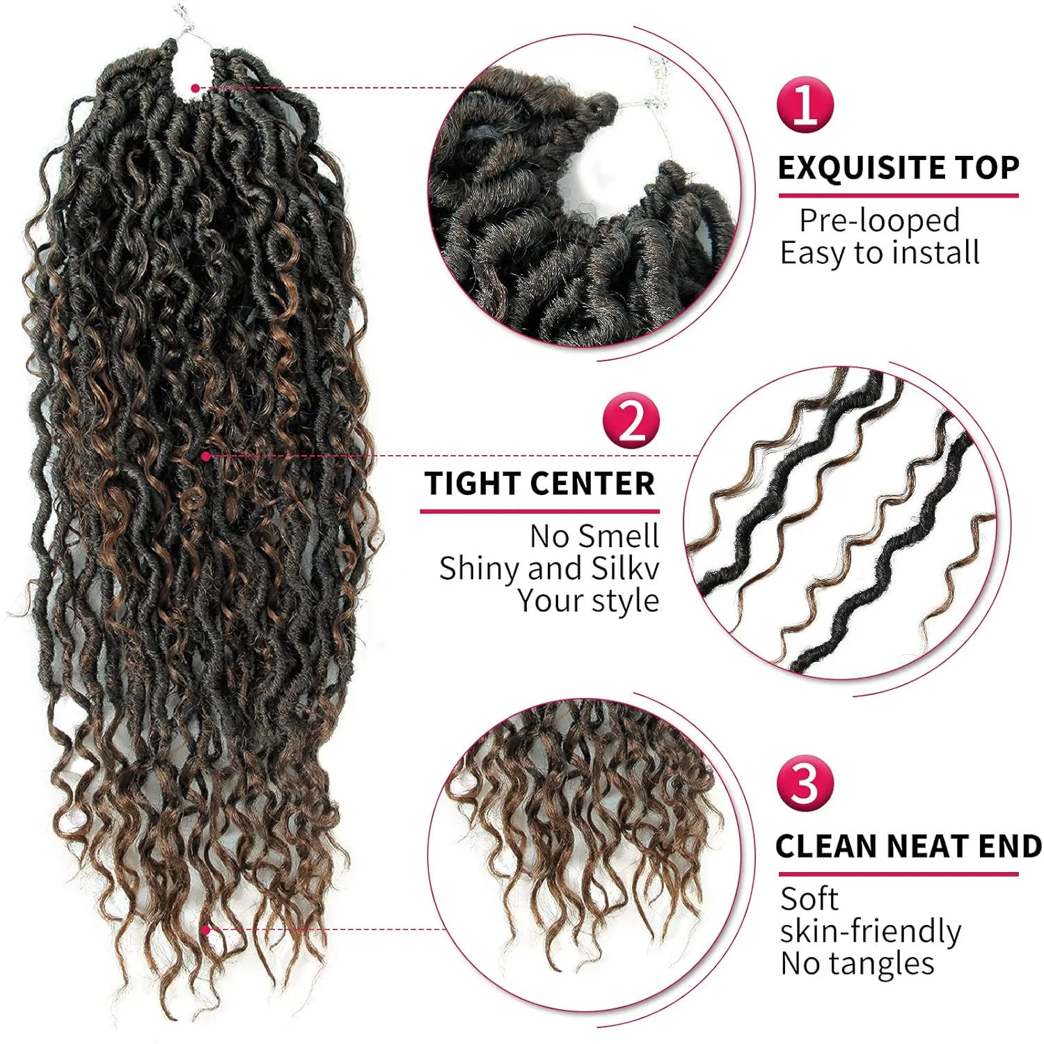 Goddess Locs Crochet Hair 18Inch Pre Looped Curly Faux Locs Crochet Hair,Hippie Locs Fauxlocs Bohemian Crochet Braids Hair for Black Women 4Packs(1B/30, 18inch) …