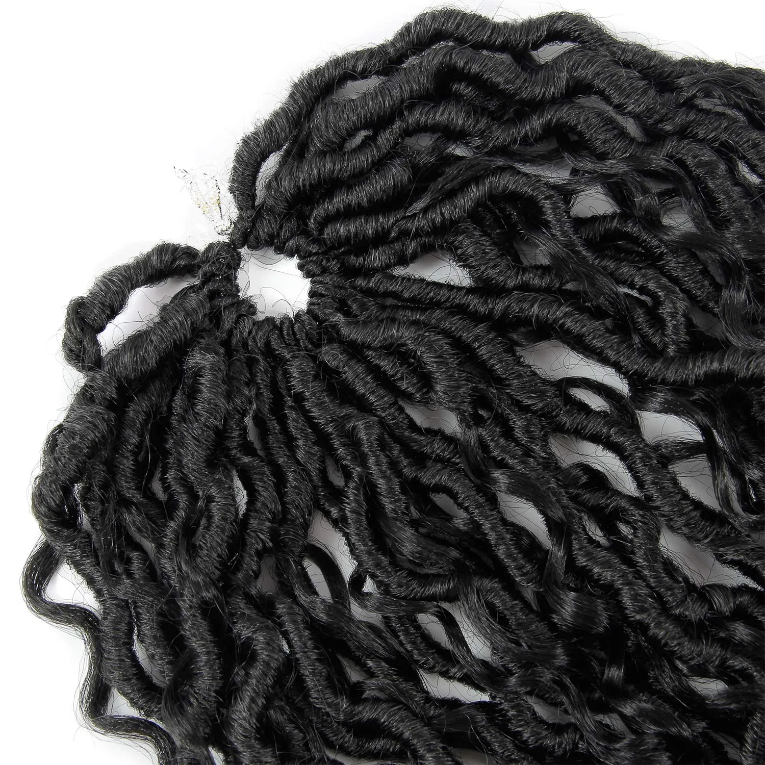 Goddess Locs Crochet Hair 18Inch Pre-looped River Faux Locs Curly Faux loc Bohemian Soft Boho Crochet Braids 4Packs(1B, 18inch)